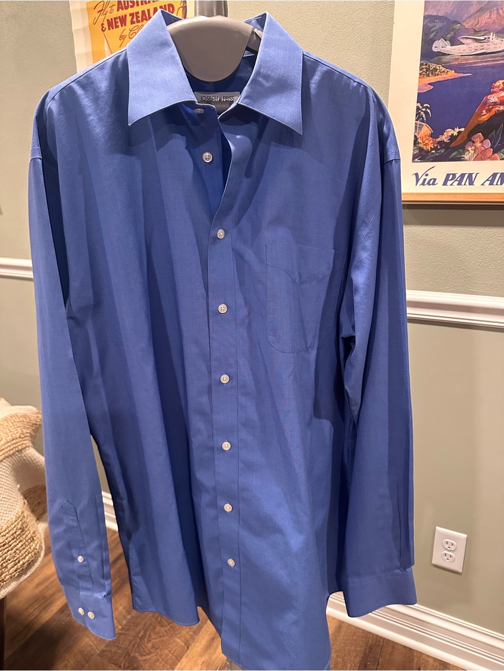Joseph & Feiss Men's Royal Blue Dress Shirt- Size 36/37- Neck Size 16